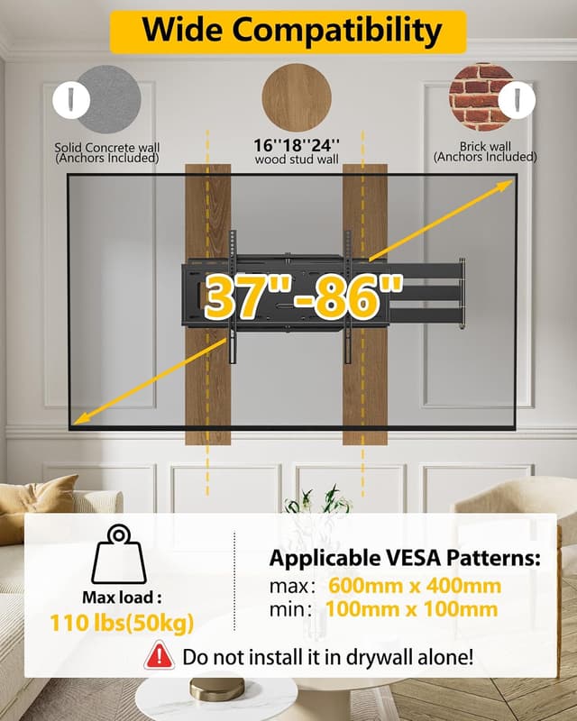 Detalle 2 de WHYFONE supporto TV parete 1219 mm