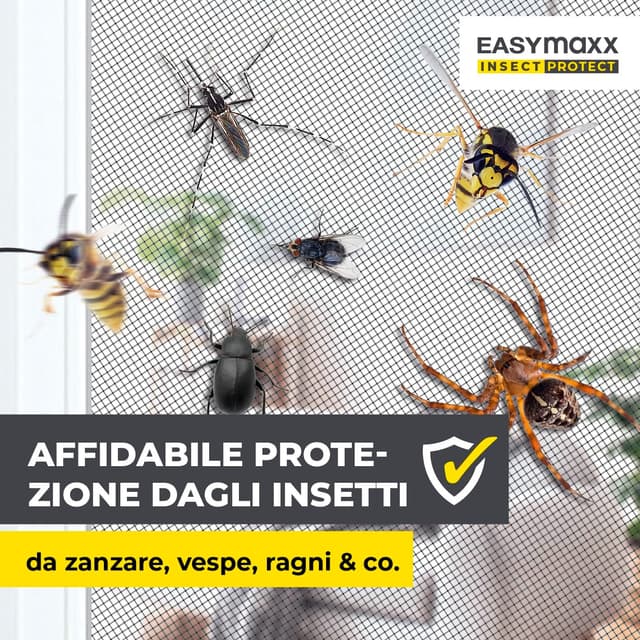 Detalle de EASYmaxx Insect Protect zanzariera telescopica per finestra, rete anti-insetti con telaio premontato (2 pezzi), bianca