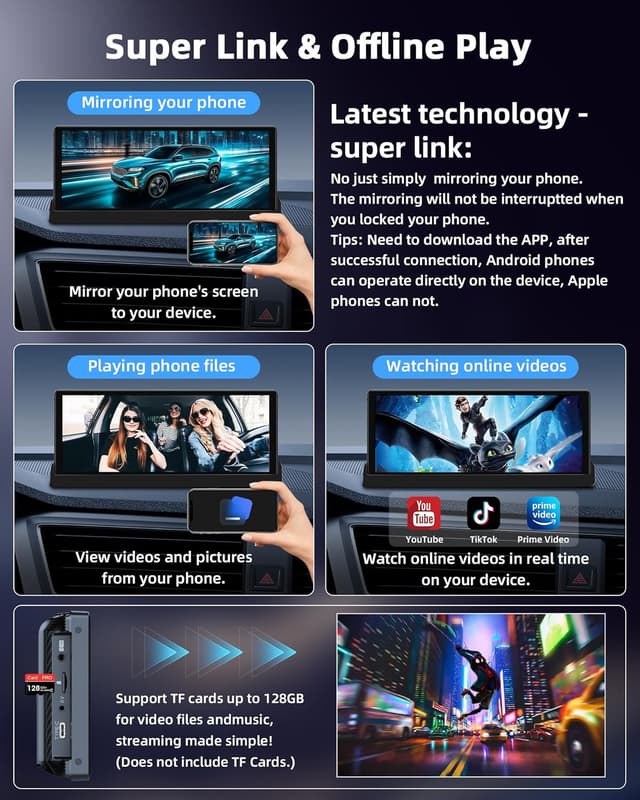 Detalle de CarPlay/Android Auto Display (10,26 Zoll) mit Superlink-Streaming & Basishalterung – Einbindung ins Armaturenbrett