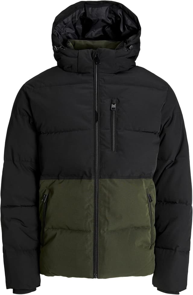 Detalle de JACK & JONES Jjeowen puffer da uomo con cappuccio e chiusura imbottita