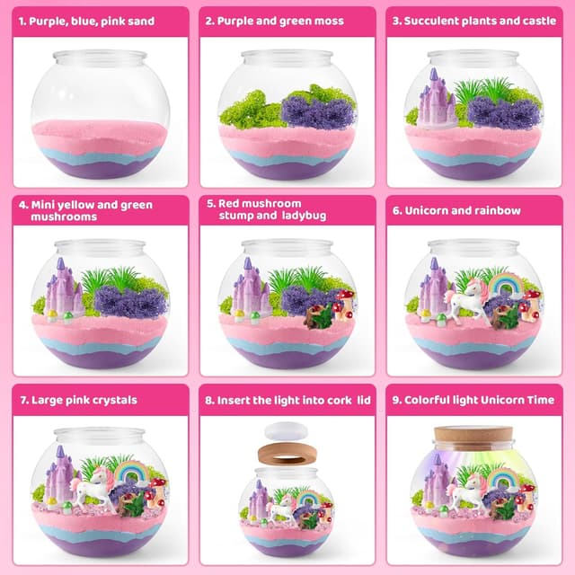 Detalle 2 de JOYEEMAX Unicorn Light-Up Terrarium Kit DIY 1