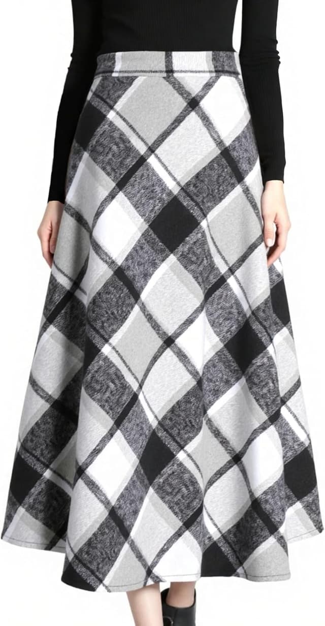 Thumbnail 5 de Tanming Wool Plaid A-Line Skirt