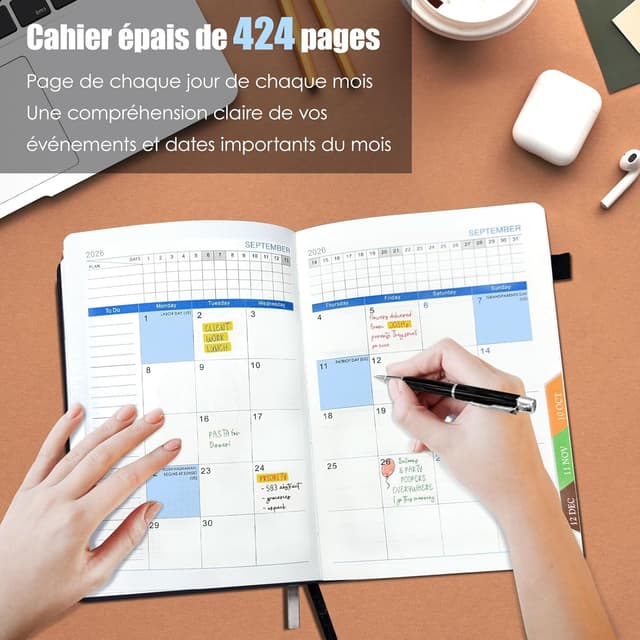 Detalle de Lusibaka Agenda 2026 semainier A5 — 424 pages (21 x 14,5 cm) carnet de planning hebdomadaire