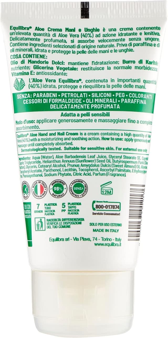 Detalle de Crema mani e unghie all’Aloe Vera 40% equilibra Corpo, Aloe Crema Mani e Unghie (3 x 75 ml)
