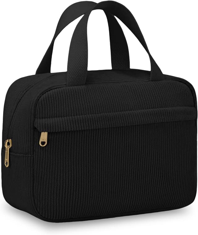 Detalle de Aucuu Borsa cosmetica in velluto a coste 25x9x17 cm con doppia zip e organizer interno