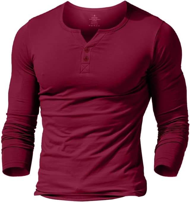 Detalle de T-shirt Henley manches courtes en coton extensible à col V avec boutonnage – pour homme, Muscle Slim Fit