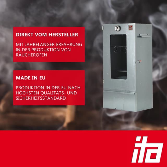 Detalle 2 de ITA Räucherofen 7000 Premium Räucherschrank mit 3 Etagen – für Kalträuchern & Heißräuchern
