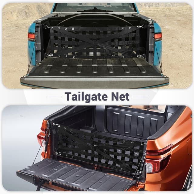 Detalle de Heavy Duty Heckklappe Netz für LKW-Bett – Cargo Net mit 4 verstellbaren Riemen und Karabinerhaken