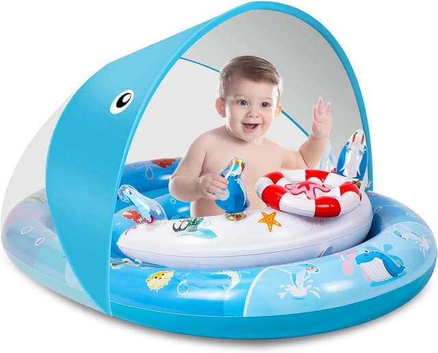 Detalle de ACELlFE Baby Swimming Float with Canopy UPF 50+ and Adjustable Safety Seat (3–36 months)