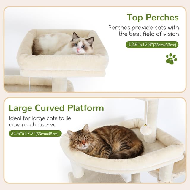 Detalle 2 de Globlazer Tiragraffi per Gatti Beige XXL da 203 cm con 3 grandi grotte, piattaforma extra large e sisal pieno