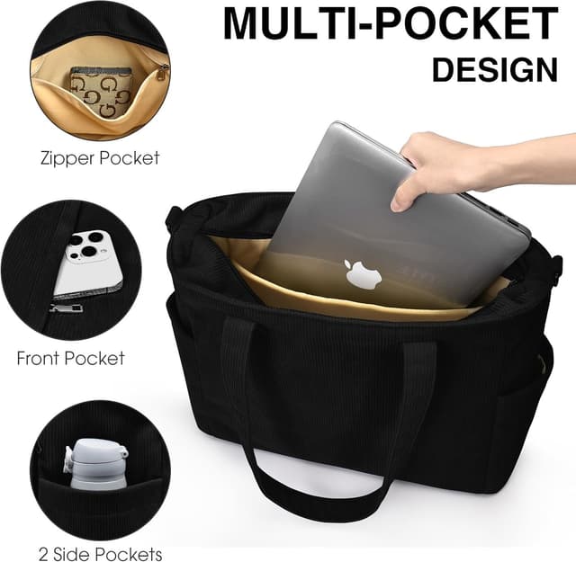 Detalle de oscaurt Cord Tote Bag Shopper Tasche für Damen – große Umhängetasche mit Tablet-Fach