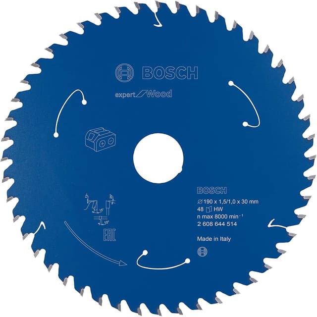 Detalle 2 de Bosch Professional Expert Kreissägeblatt für Holz (Ø 190 x 30 x 1,5 mm, 48 Zähne) – passend für Akku-Hand- und Tauchkreissägen
