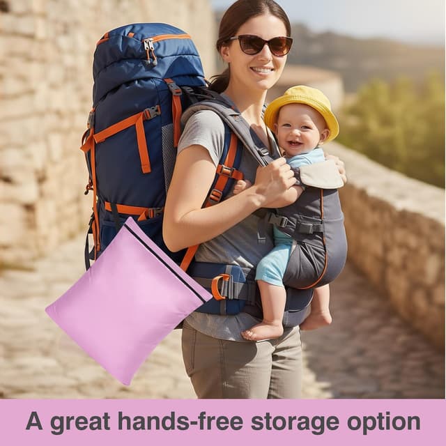 Detalle 2 de OTraki Wet Bags (2-pack) Waterproof Wet Dry Bag 40x50cm for Swimwear, Gym & Nappies (Pink & Green)