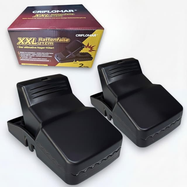 Detalle de XXL Rattenfalle 21 cm (2er Pack) – große Schlagfalle für Ratten, wiederverwendbar