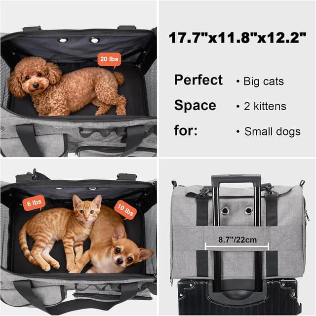 Detalle de Ownpets Large Cat Carrier for 2 Cats & Small Dogs (45x30x31cm) with Metal Frame