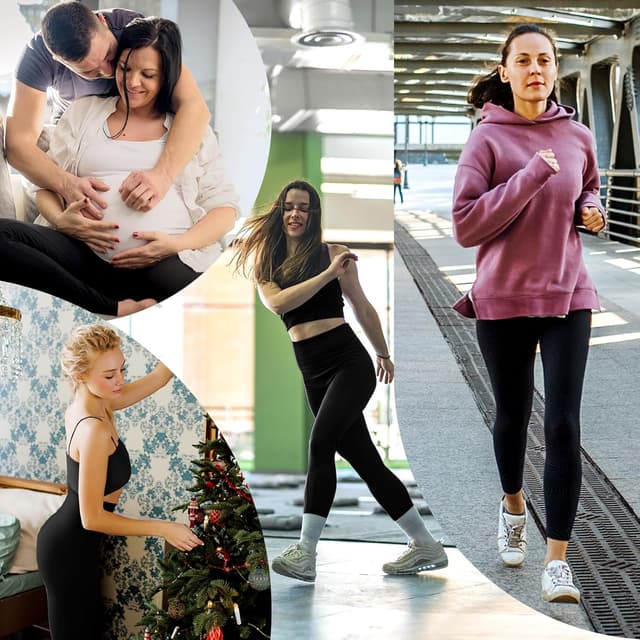 Detalle de Leafigure 3-pack high-waisted leggings for women (black) – non see-through workout, yoga & everyday wear