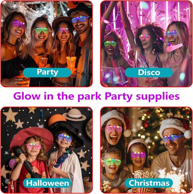 Thumbnail 6 de Zaaaslsm 40-Pack LED Glow Glasses (Light-Up, Fast Blinking) for Parties & Events