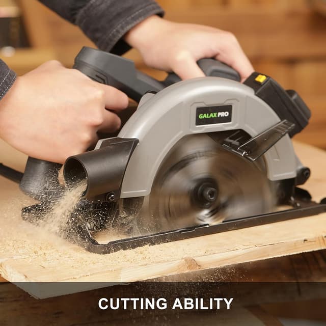 Detalle de GALAX PRO 1400W Handkreissäge mit Laserführung, Schnitttiefe bis 62 mm & 2x 185 mm Sägeblätter