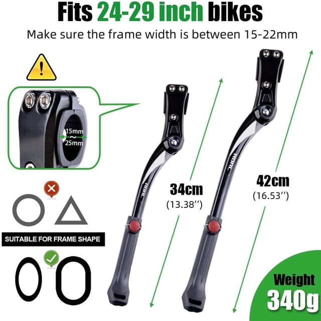 Detalle de RBRL New Alloy Adjustable Rear Side Non-Slip Bike Kickstand (24–29 inch bikes)