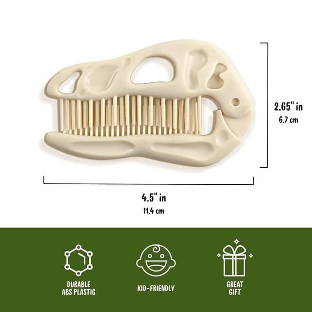 Detalle de Genuine Fred BONEHEAD Folding Brush and Comb (Dinosaur Design) – Portable detangling tool