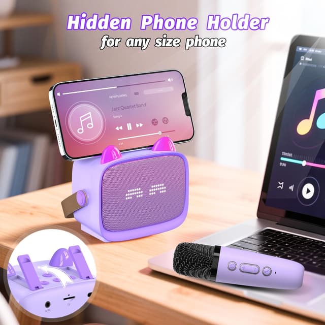 Thumbnail 1 de Mini Karaoke Machine Portable MP3 Player with 2 Mics