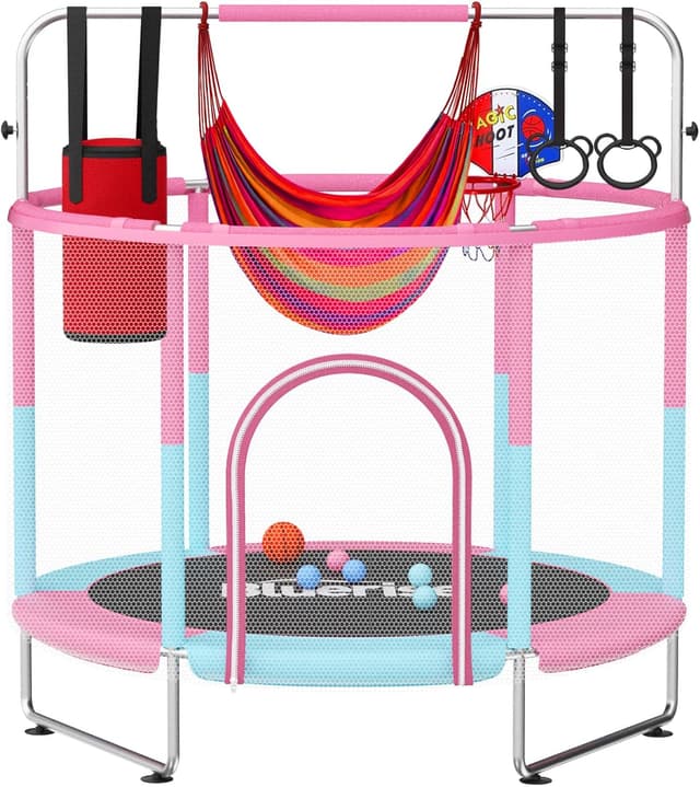 Detalle de BLUERISE 55in Toddler Trampoline with Hoop