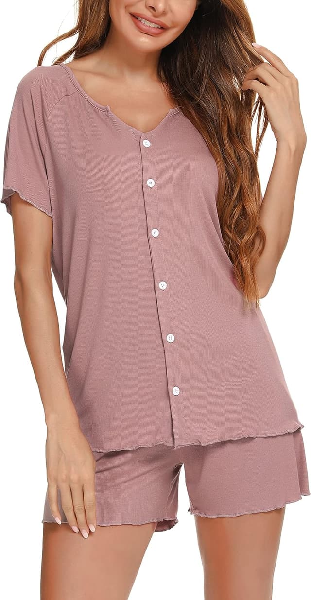 Thumbnail 6 de Vlazom Pyjama-Set U-Ausschnitt mit Knöpfen