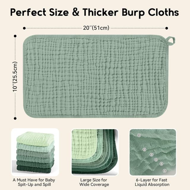 Detalle de Unnivoll muslin burp cloths 50x25cm 6 pack