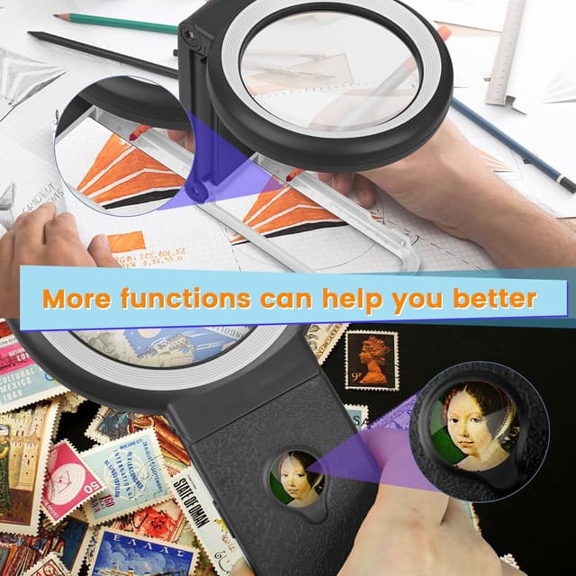 Thumbnail 5 de 10X Magnifying Glass with Light and Stand