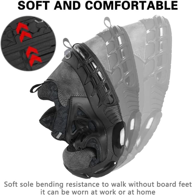 Detalle 2 de OFFCUP Chaussures de sécurité homme embout acier – basket de chantier légère antidérapante et respirante