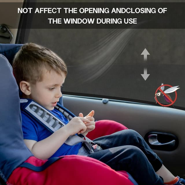 Detalle de Sonnenschutz Auto Baby CNMTCCO – 2-teiliges Auto-Netz mit UV- und Blendschutz für die Heckscheibe