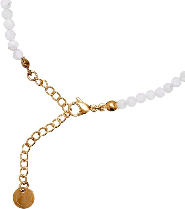 Detalle 2 de BERGERLIN Naturstein Perlen Halskette mit labradorit, Verschluss & 925 Sterling Silberperle (zertifiziert)