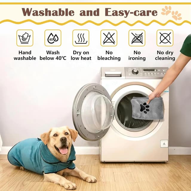 Detalle de Hundehandtuch (2er-Set) Extra saugfähig & schnell trocknend, 75 x 35 cm – Grau, Mikrofaser