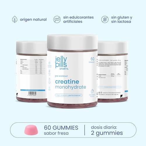 Detalle 2 de Jelly Pills gominolas de Creatina Monohidrato pura (1,5 g por gummy, 60 veganas) sabor fresa
