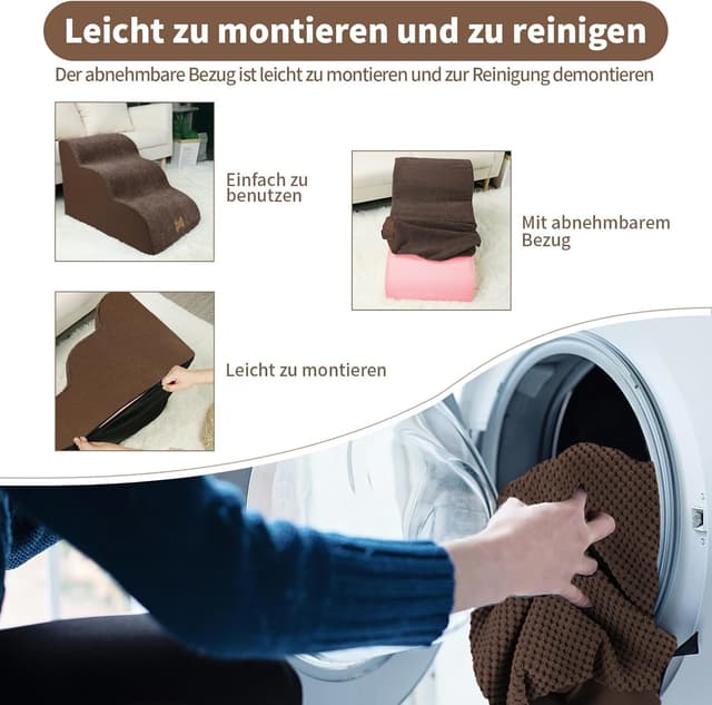 Detalle 1 de Nepfaivy Hundetreppe 3-stufig, 60x40x40 cm