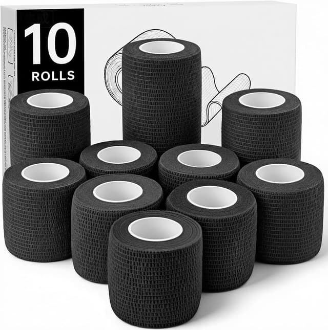 Detalle de HONYAO Self Adhesive Bandage (10 rolls) – Pet vet wrap and cohesive bandage for sports sprains, in 3 sizes