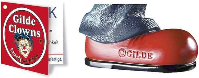 Detalle 2 de GILDE Clown Herzfigur mit Schriftzug „Schatz aus Kunstharz“ – Dekofigur, 13 cm