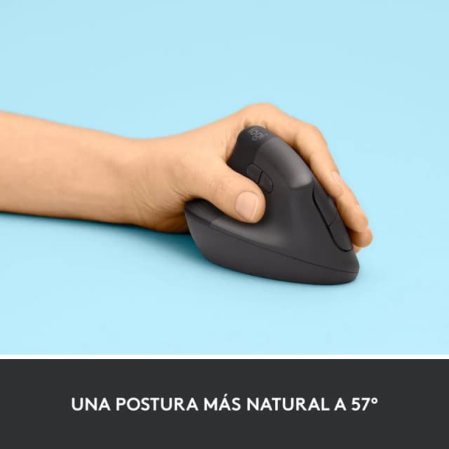 Detalle 2 de Logitech Lift Ratón vertical para zurdos 4000 DPI Negro/Gris 🖱