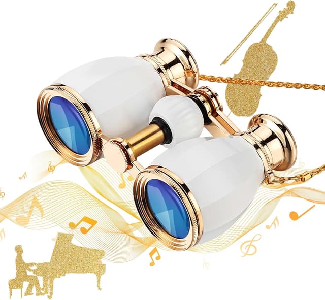 Detalle de Opera Glass Theatre Glass 4x 30mm binoculars with gold chain – 4 x 30 mm antique-style theatre binoculars