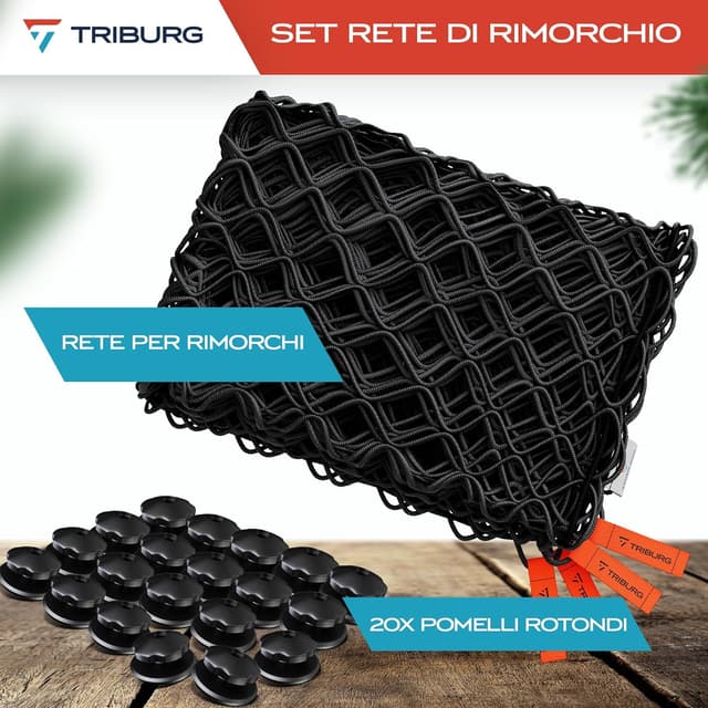Detalle de Rete per rimorchi TRIBURG elastica con 20 bottoni rotondi (da 1x2 m a 2x3 m)