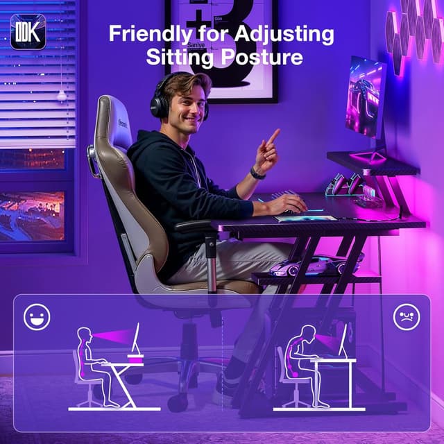 Detalle de ODK Gaming Desk with LED Lights 120cm