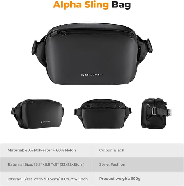 Thumbnail 6 de K&F CONCEPT Bolsa bandolera para cámara 33x22x15 cm