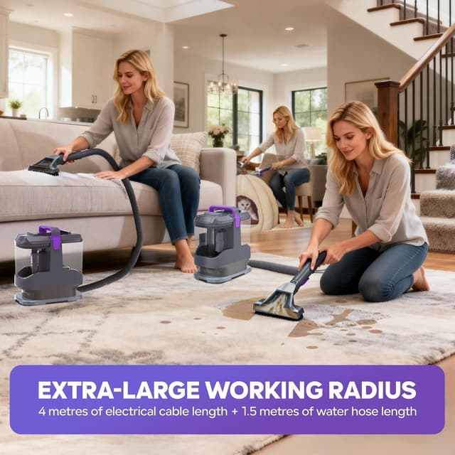 Thumbnail 6 de X-cotec Lavatappeti 450W 13kPa con doppio serbatoio autopulente e 3 spazzole