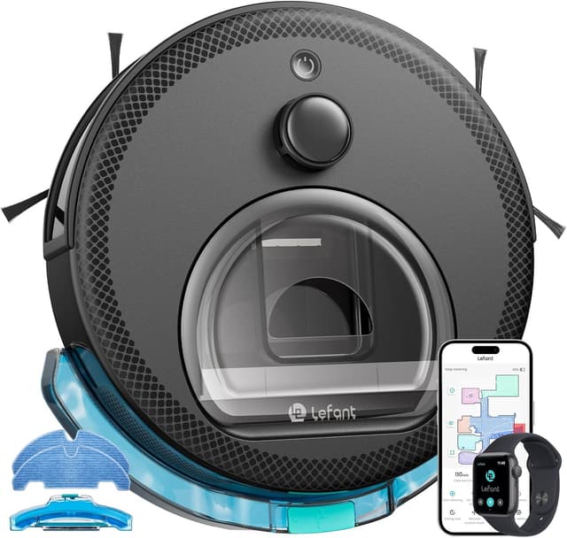 Detalle de Lefant M330 Pro Robot Vacuum Cleaner with Mop (5000Pa) – dToF laser navigation, WiFi app & Alexa control