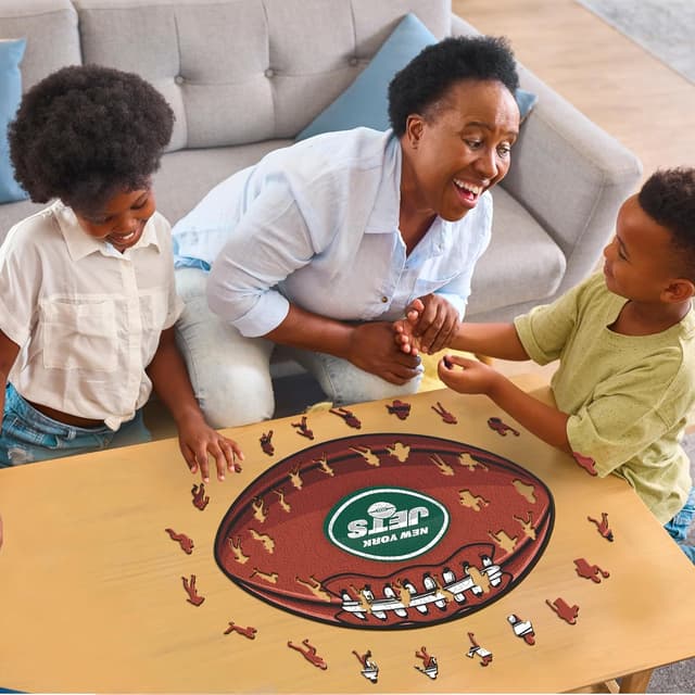 Detalle de Iconic Puzzles New York Jets – puzzle en bois sous licence NFL, logo, taille S (150 pièces)