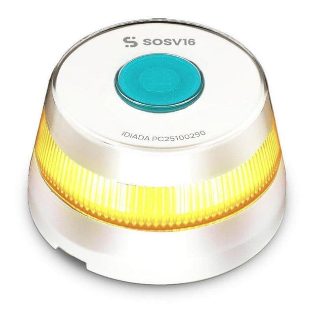 Detalle de Baliza SOSV16 GPS blanca 12 años, visibilidad 1 km