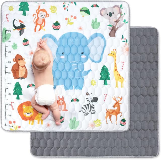 Detalle de Funsland Baby Play Mat (Foldable, Cotton) 127x127cm – Animal design