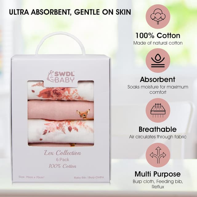 Thumbnail 3 de Lex Collection Large Muslin Cloths 70 x 70 cm 🧣