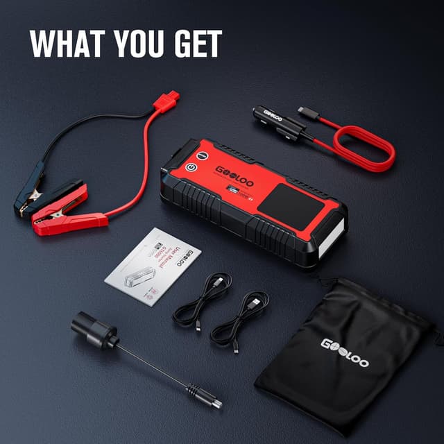 Detalle 2 de GOOLOO GT6000 6000A Jump Starter (12V) with 100W USB-C fast charging, IP65 power supply box