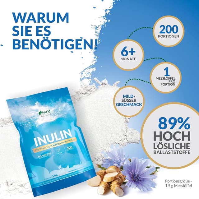Thumbnail 4 de Nu U Nutrition Inulin Pulver 1 kg — Präbiotikum